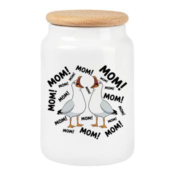 Mom Seagull Funny Mama Seagulls Mother's Day Humor - Cookie Jar with Wooden Lid - white - Front