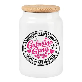 Galentine Gang Tenue Groupe Meilleures Amies - Boîte à biscuits avec couvercle en bois - blanc - Devant