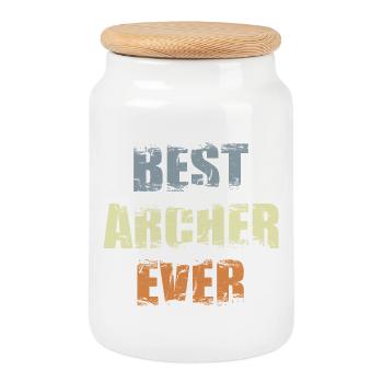 Best Archer of All Time - Cookie Jar with Wooden Lid - white - Front