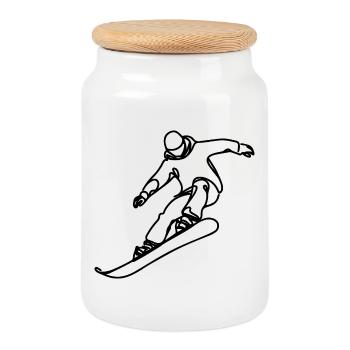 Snowboarder - Keksdose mit Holzdeckel - Weiß - Vorne
