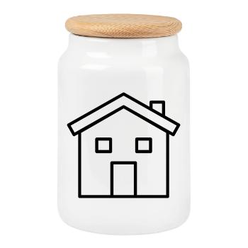 Résumé de la maison - Boîte à biscuits avec couvercle en bois - blanc - Devant
