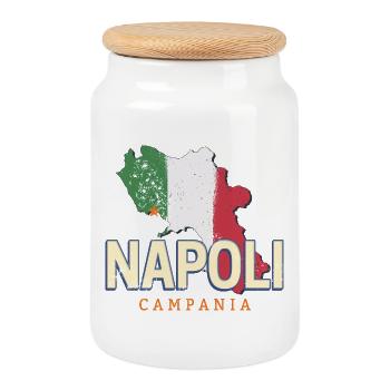 Neapel in Italien Kampanien Vintage Souvenir - Keksdose mit Holzdeckel - Weiß - Vorne