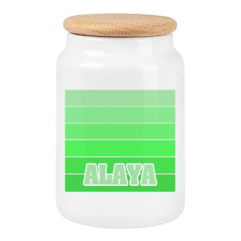Geschenk für Alaya - Keksdose mit Holzdeckel - Weiß - Vorne