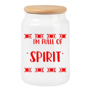 Pleine d’esprit de Noël Vodka Tee - Boîte à biscuits avec couvercle en bois - blanc - Devant