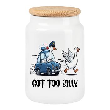 Got Too Silly Goose Police Duck Car Tee Funny - Boîte à biscuits avec couvercle en bois - blanc - Devant