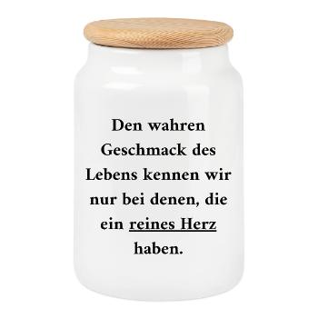 Reines Herz: Der wahre Geschmack des Lebens - Keksdose mit Holzdeckel - Weiß - Vorne