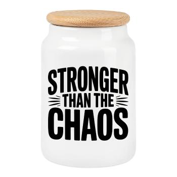 Stronger than the Chaos - Cookie Jar with Wooden Lid - white - Front