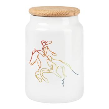 Rider Girl Sketch - Cookie Jar with Wooden Lid - white - Front