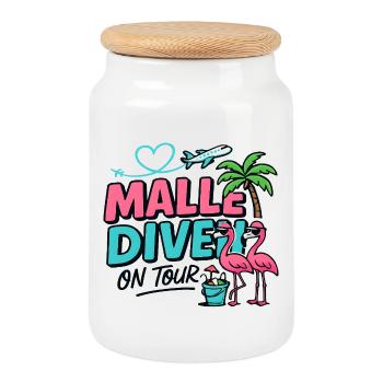 Malle Divas On Tour Women's Flamingo Mallorca Party - Cookie Jar with Wooden Lid - white - Front
