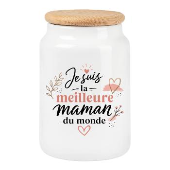 Je suis la meilleure maman du monde - Boîte à biscuits avec couvercle en bois - blanc - Devant