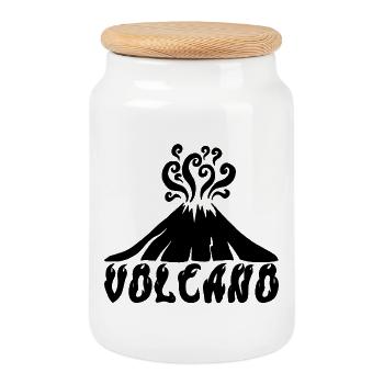 Black Volcano - Cookie Jar with Wooden Lid - white - Front