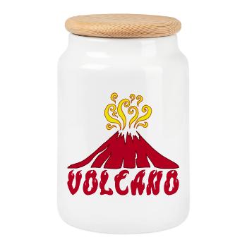 Erupting volcano - Cookie Jar with Wooden Lid - white - Front