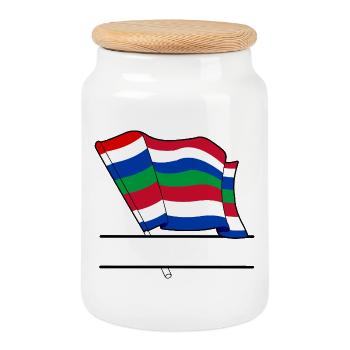 Schier Flag – Custom Island Design - Cookie Jar with Wooden Lid - white - Front