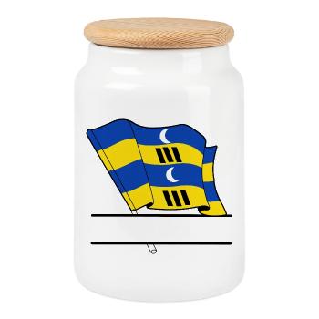 Drapeau Ameland – Conception sur mesure de l’île - Boîte à biscuits avec couvercle en bois - blanc - Devant
