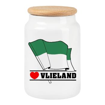 I Love Vlieland – Island Flag Design - Cookie Jar with Wooden Lid - white - Front