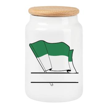 Drapeau de Vlieland – Conception sur mesure de l’île - Boîte à biscuits avec couvercle en bois - blanc - Devant