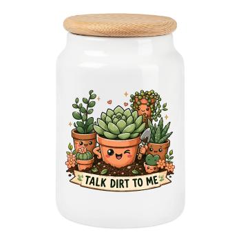 Talk dirt to me, honey - Cookie Jar with Wooden Lid - white - Front