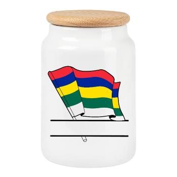 Terschelling Flag – Custom Island Design - Cookie Jar with Wooden Lid - white - Front