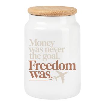 Money Goal Freedom Mindset Unternehmer Freiheit - Keksdose mit Holzdeckel - Weiß - Vorne
