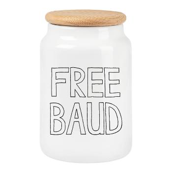 FREE BAUD - Keksdose mit Holzdeckel - Weiß - Vorne