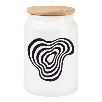 opart Abstract lines shape design - Cookie Jar with Wooden Lid - white - Front