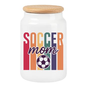 Fußball Mutter - Keksdose mit Holzdeckel - Weiß - Vorne