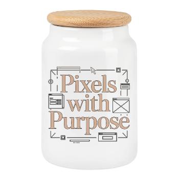 UX/UI Designer Pixels With Purpose Digital Design - Cookie Jar with Wooden Lid - white - Front