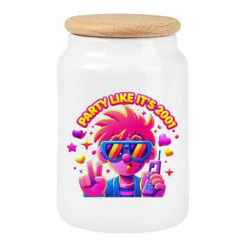 Fête néon Punk Pixel 2001 - Boîte à biscuits avec couvercle en bois - blanc - Devant
