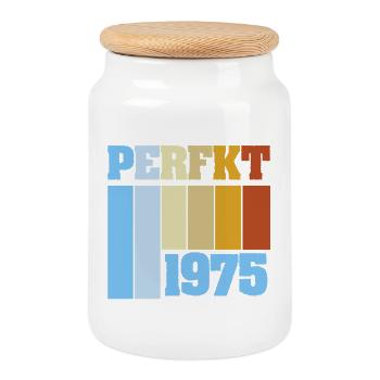 Perfect 1975 - Cookie Jar with Wooden Lid - white - Front