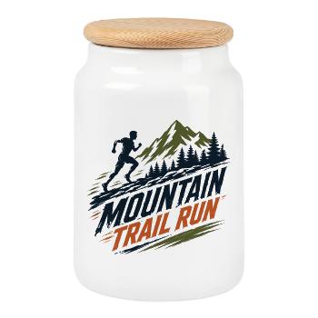 Course de montagne - Boîte à biscuits avec couvercle en bois - blanc - Devant