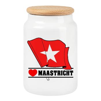 J’aime Maastricht - Boîte à biscuits avec couvercle en bois - blanc - Devant
