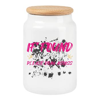 If found on ground Schlammlauf Mud Run Muddy Race - Cookie Jar with Wooden Lid - white - Front