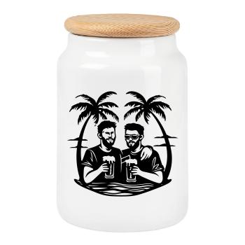 Fête de plage Palm Trees - Boîte à biscuits avec couvercle en bois - blanc - Devant