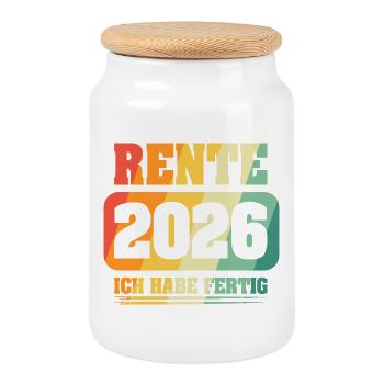 Ruhestand Rentner Rente 2026 - Keksdose mit Holzdeckel - Weiß - Vorne