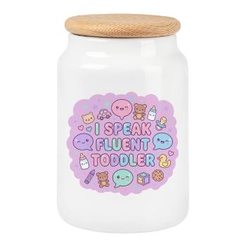 I Speak Fluent Toddler - Cookie Jar with Wooden Lid - white - Front