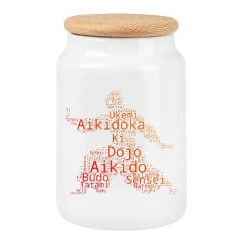 Selbstverteidigung Geschenk für ein Aikido-Schüler - Keksdose mit Holzdeckel - Weiß - Vorne
