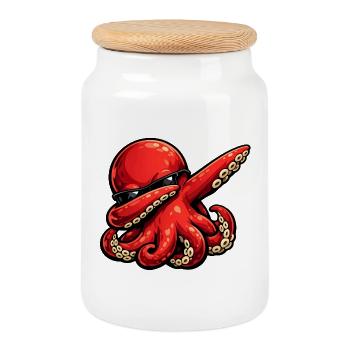 Dabbing Octopus Oktopus Tintenfisch Design - Keksdose mit Holzdeckel - Weiß - Vorne