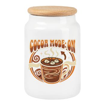Cocoa saying cozy - Cookie Jar with Wooden Lid - white - Front