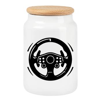 Icône de voiture volant - Boîte à biscuits avec couvercle en bois - blanc - Devant