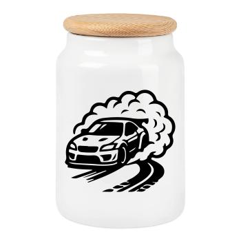 Icône du drift automobile - Boîte à biscuits avec couvercle en bois - blanc - Devant