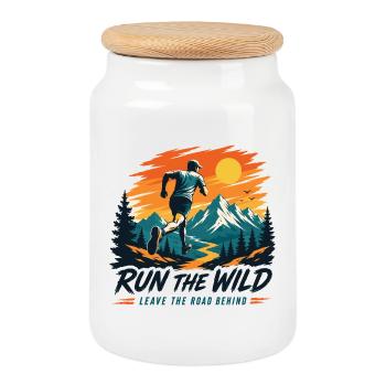Maillot de course Run The Wild Trail - Boîte à biscuits avec couvercle en bois - blanc - Devant