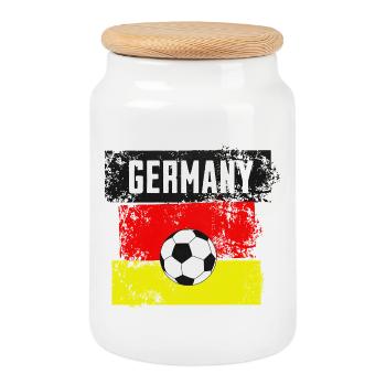 Balle de drapeau de football allemand - Boîte à biscuits avec couvercle en bois - blanc - Devant