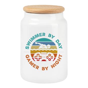 Dictons drôles de nageurs et conception de clubs de natation - Boîte à biscuits avec couvercle en bois - blanc - Devant