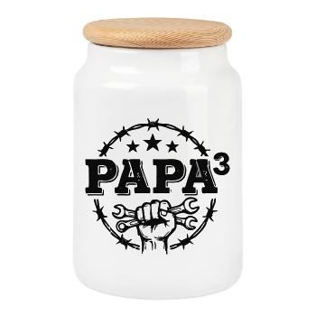 Dad 3 Wrench Mechanic Dad - Cookie Jar with Wooden Lid - white - Front