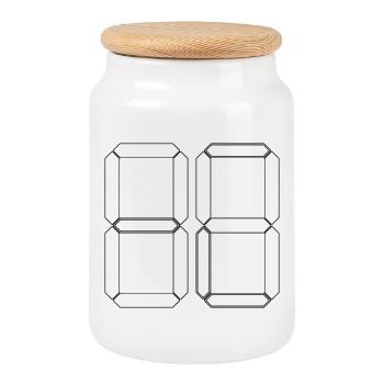 NUMBER 04 Zero Four Birthday Gift Digital - Cookie Jar with Wooden Lid - white - Front