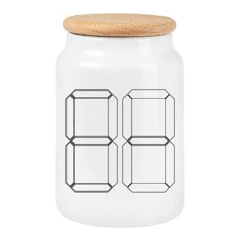 NUMBER 10 Ten Birthday Gift Digital - Cookie Jar with Wooden Lid - white - Front