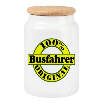 Busfahrer Original 100% Badge - Keksdose mit Holzdeckel - Weiß - Vorne