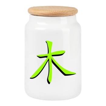 Baum_3d Kanji - Keksdose mit Holzdeckel - Weiß - Vorne