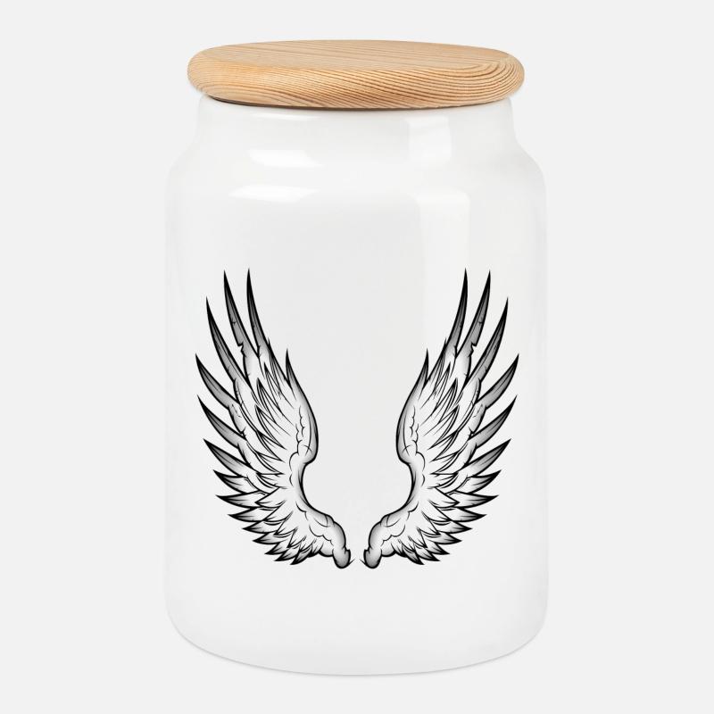 angel wings - Keksdose mit Holzdeckel - Weiß