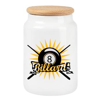 Une boule de billard - Boîte à biscuits avec couvercle en bois - blanc - Devant